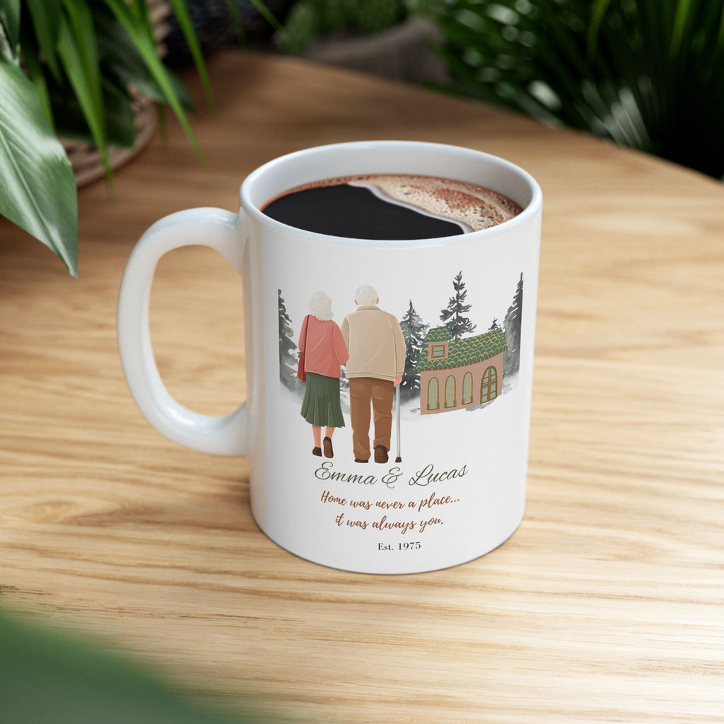 Personalized Anniversary Mug for Couples – Custom Names & Year | Grandparents Gift | Growing Old Together Mug