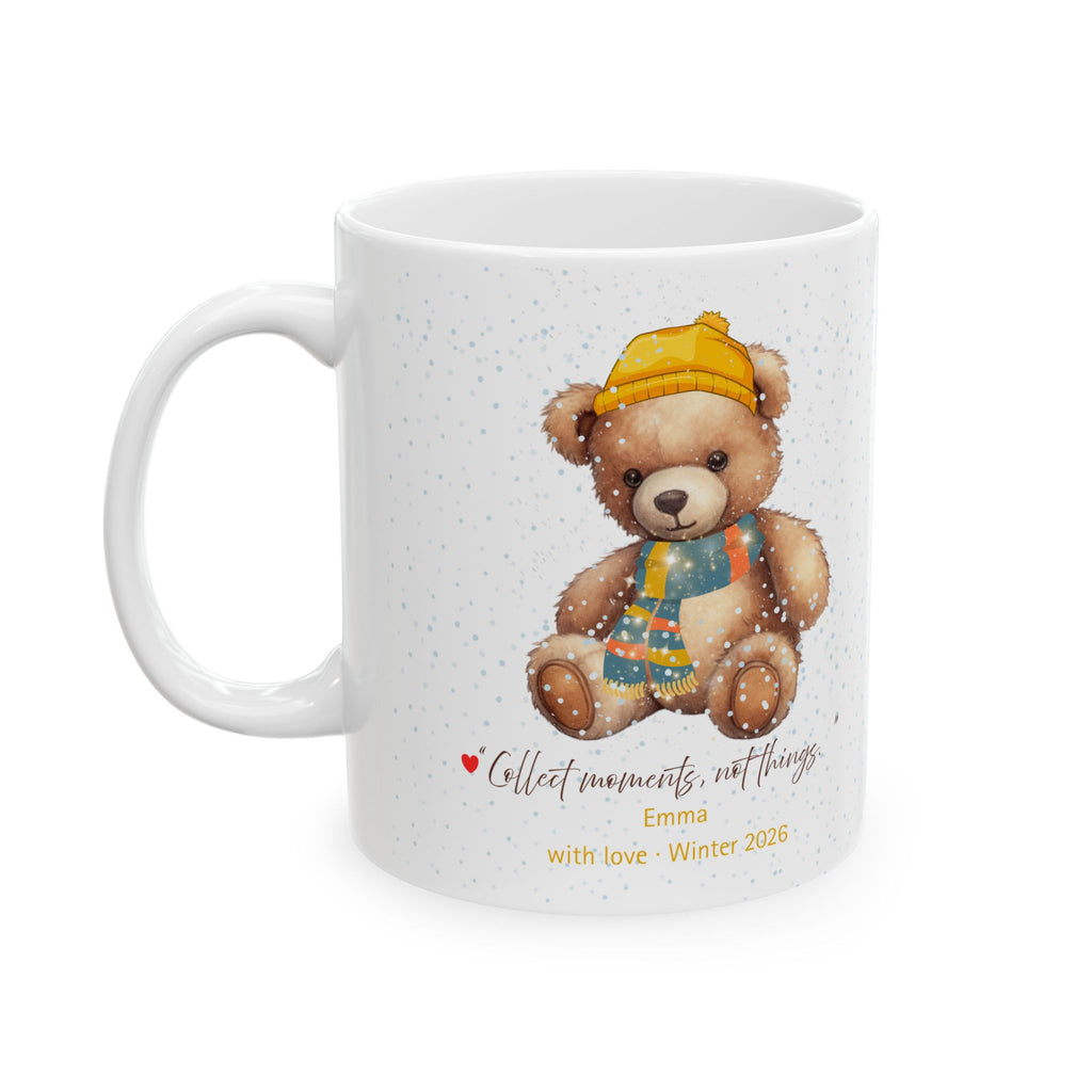 Personalized Teddy Bear Winter Mug – Cute Bear with Hat & Scarf, Custom Names & Year, Valentine’s & Anniversary Gift