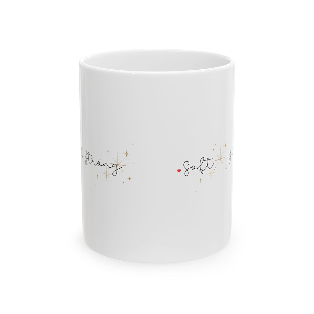 Soft Yet Strong Minimalist Mug – Inspirational Gift for Her, Elegant White Coffee Cup