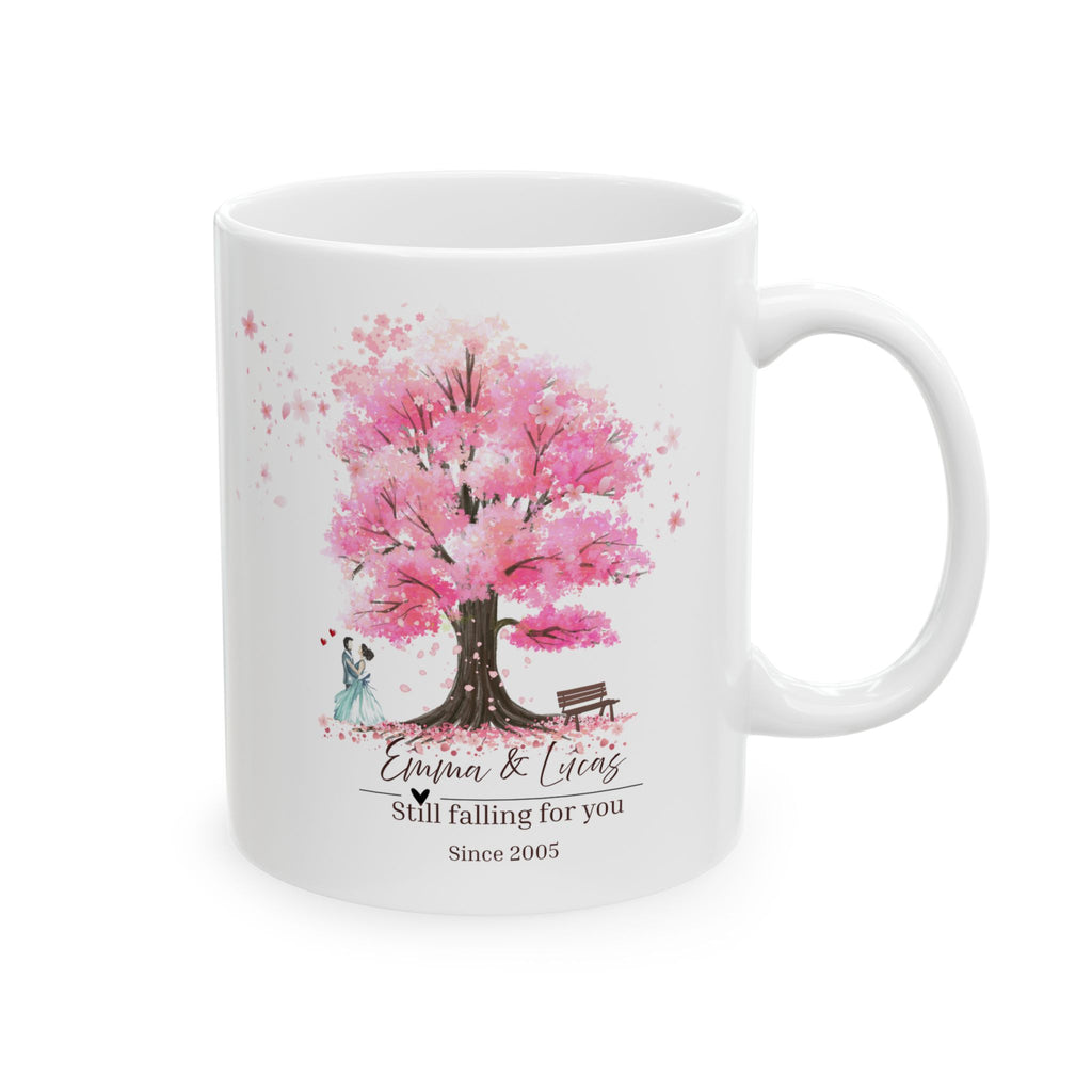 Personalized Couple Mug – Blossom Tree Love Gift with Names and Years Together