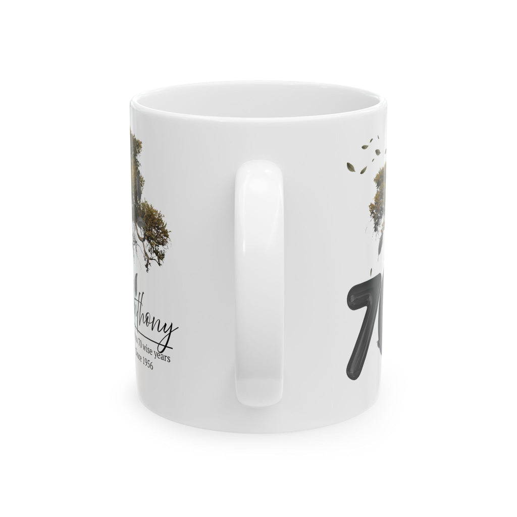 Personalized Tree Birthday Mug – Custom Age & Name, Tree with Falling Leaves Design, Meaningful Gift for Anniversary & Special Moments