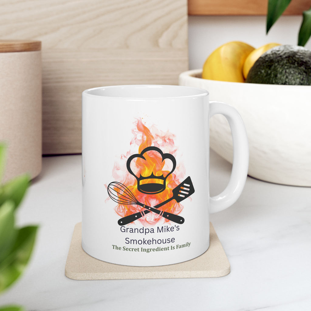 Personalized Grandpa BBQ Mug, Custom Smokehouse Coffee Mug, Grill Master Gift, Grandpa Gift, BBQ Lover Mug, Father's Day Gift, Custom Name Mug