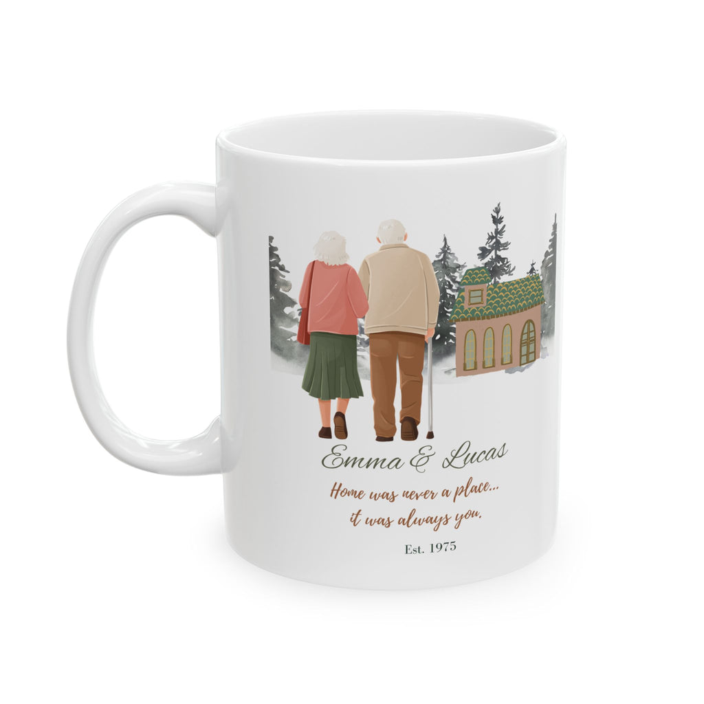Personalized Anniversary Mug for Couples – Custom Names & Year | Grandparents Gift | Growing Old Together Mug