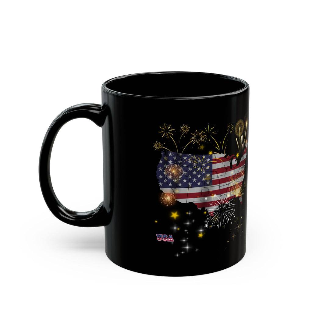 USA Flag Fireworks Mug – Patriotic Coffee Mug, 4th of July Gift, American Flag Cup, Independence Day Mug
