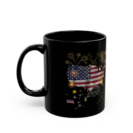 USA Flag Fireworks Mug – Patriotic Coffee Mug, 4th of July Gift, American Flag Cup, Independence Day Mug