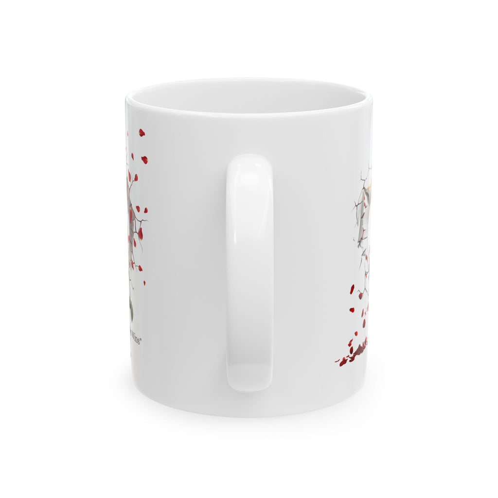 Personalized 3D Broken Wall Rose Mug with Gold Accents – Custom Initials & Est Year – Romantic Gift for Couples
