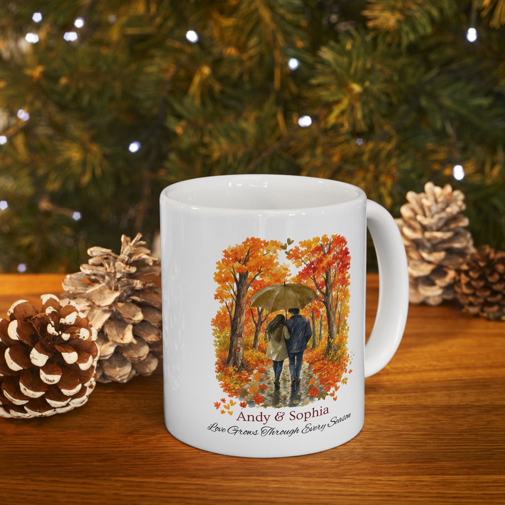 Personalized Couple Mug – Custom Names, Fall Love Coffee Mug