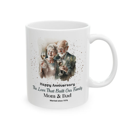 Personalized Anniversary Mug for Parents – Custom Mom & Dad Wedding Gift