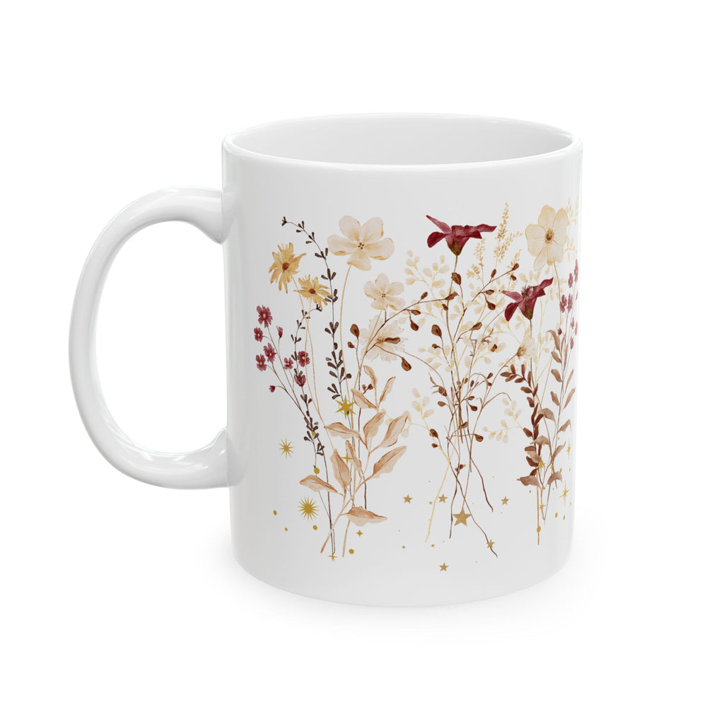 Vintage Floral Mug – Aesthetic Coffee Mug, Elegant Botanical Design, Gift for Her, Cozy Home Decor