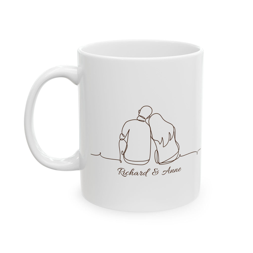Personalized Valentine Couple Mug – Minimal Line Art Love Mug with Names