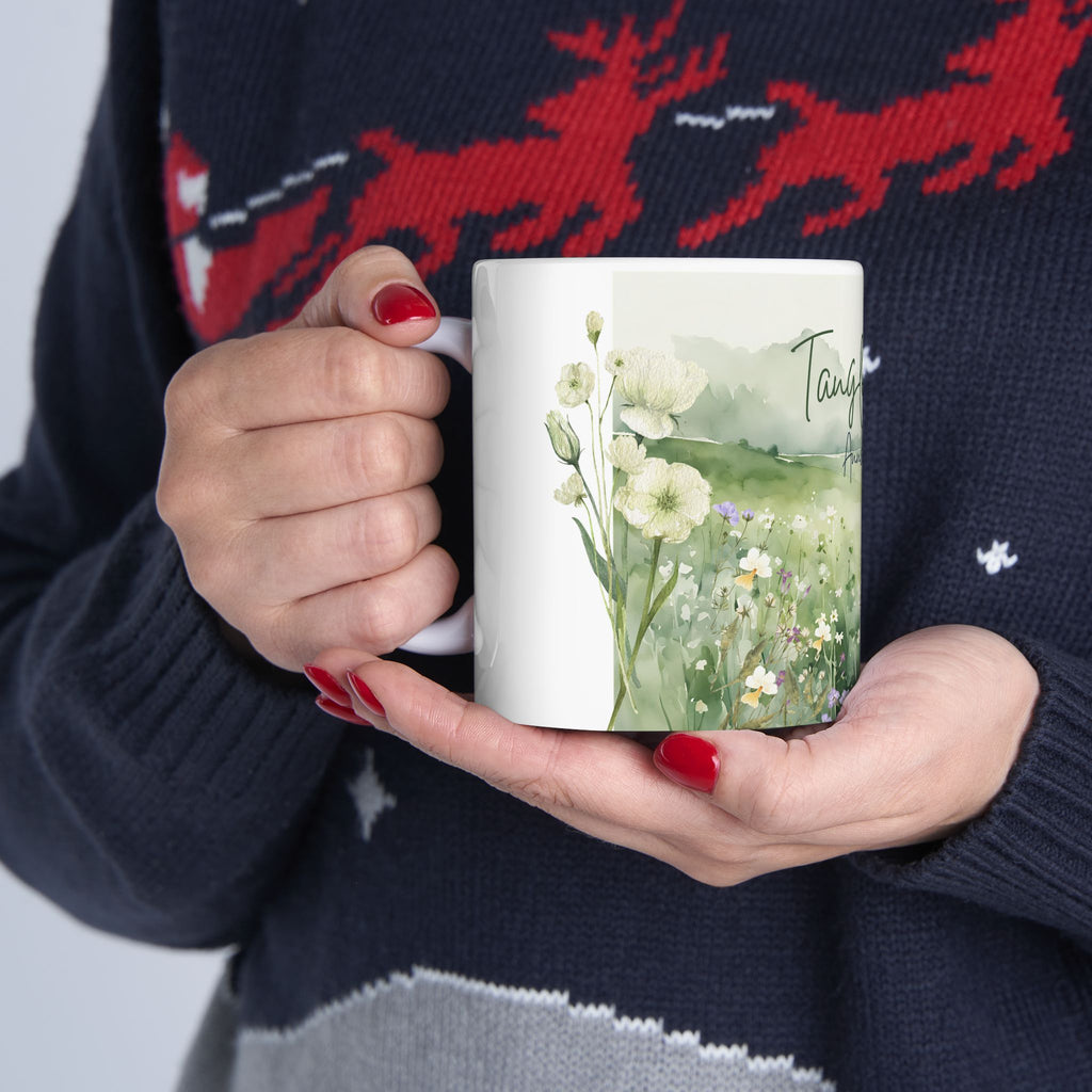 Personalized Tangled in Love Mug – Floral Field Couple Gift with Names