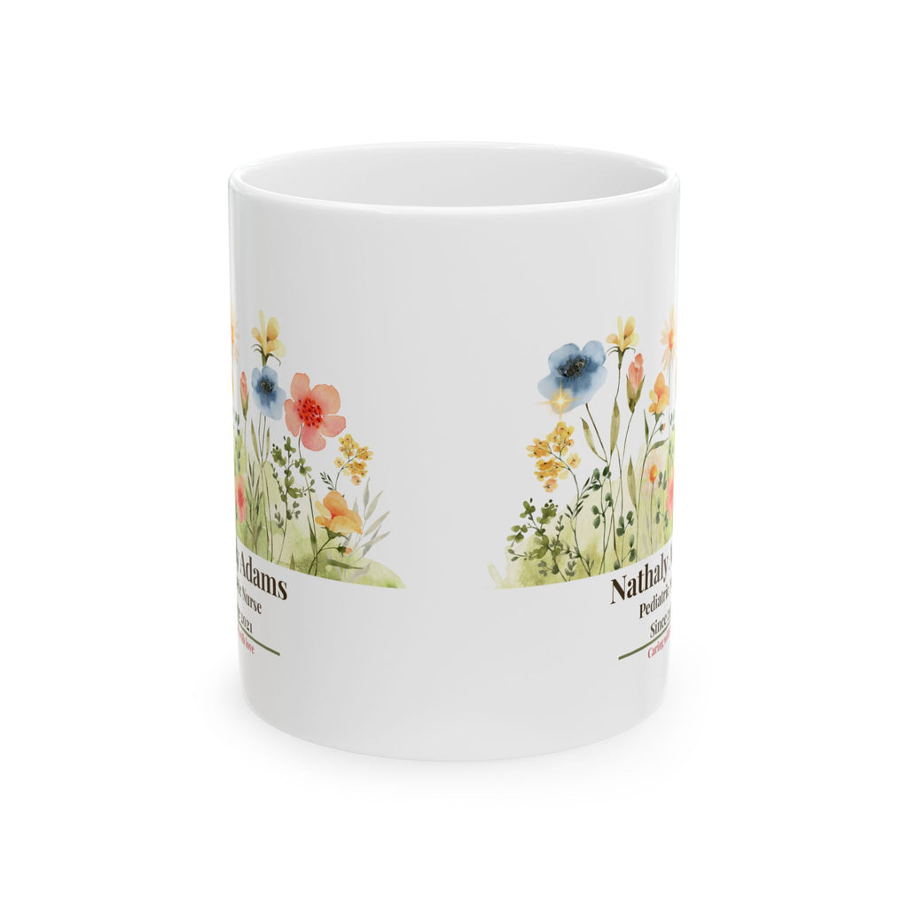 Personalized Nurse Mug – Vintage Floral Design, Custom Name, Specialty & Year, Nurse Appreciation Gift