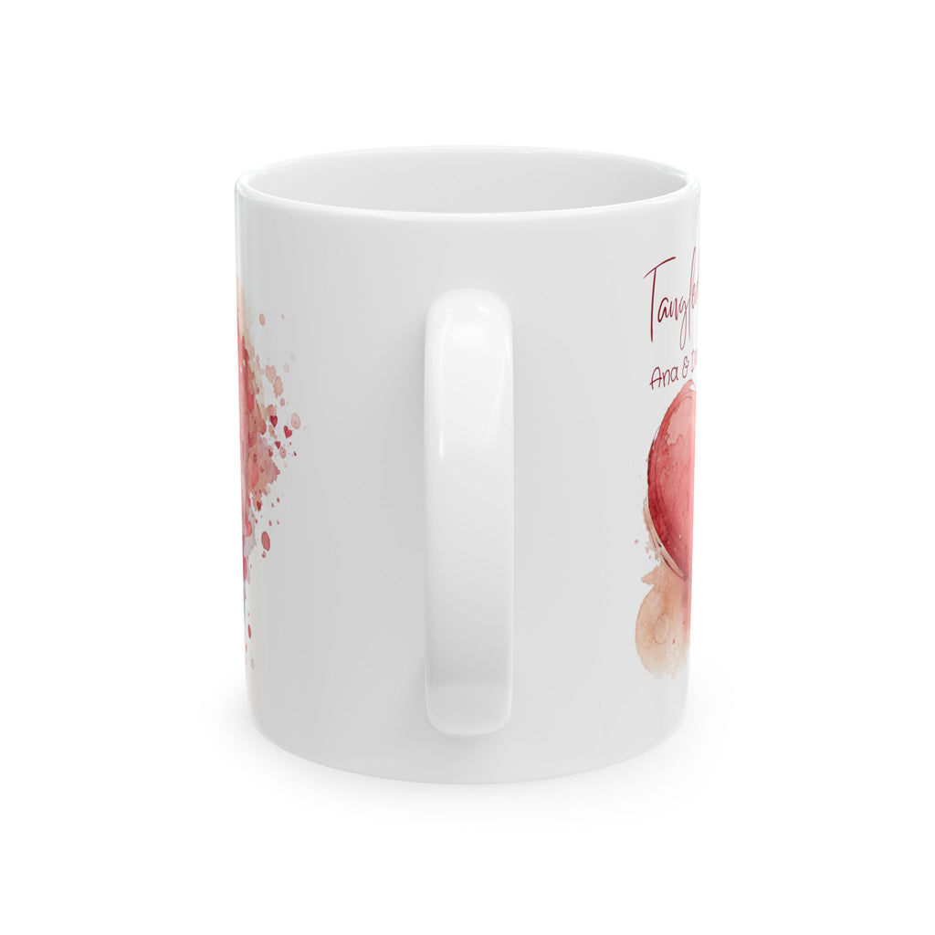 Personalized Tangled in Love Mug – Watercolor Heart Couple Gift with Names