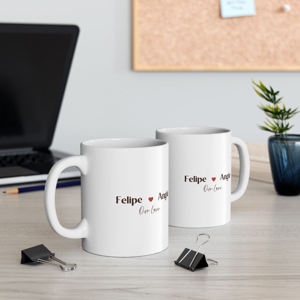Personalized Couple Mug – Our Love Custom Names Coffee Cup, Valentine’s Day Anniversary Wedding Gift
