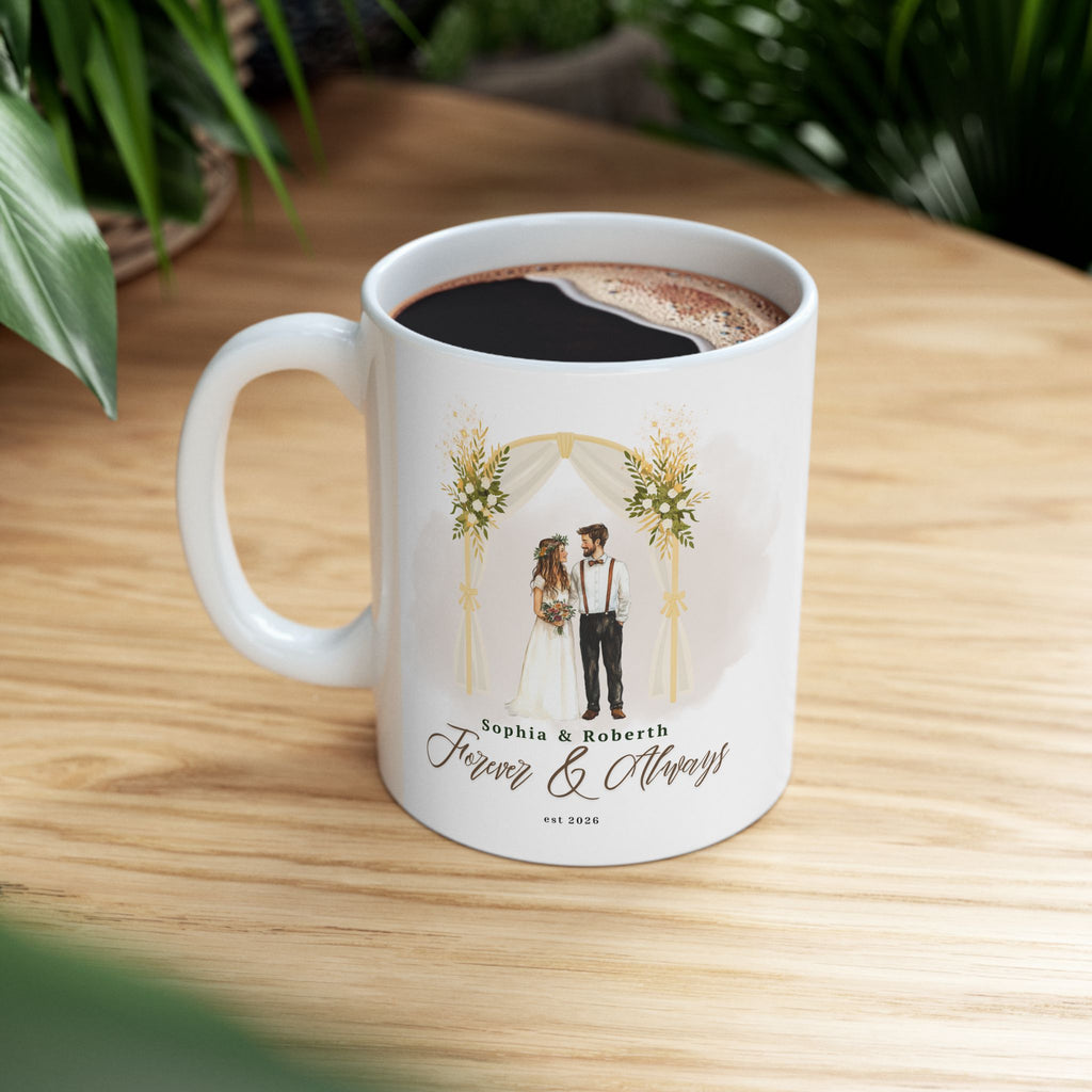 Personalized Floral Journey Mug – Custom Couple Names & Year, Wedding, Anniversary & Birthday Gift (11oz & 15oz)