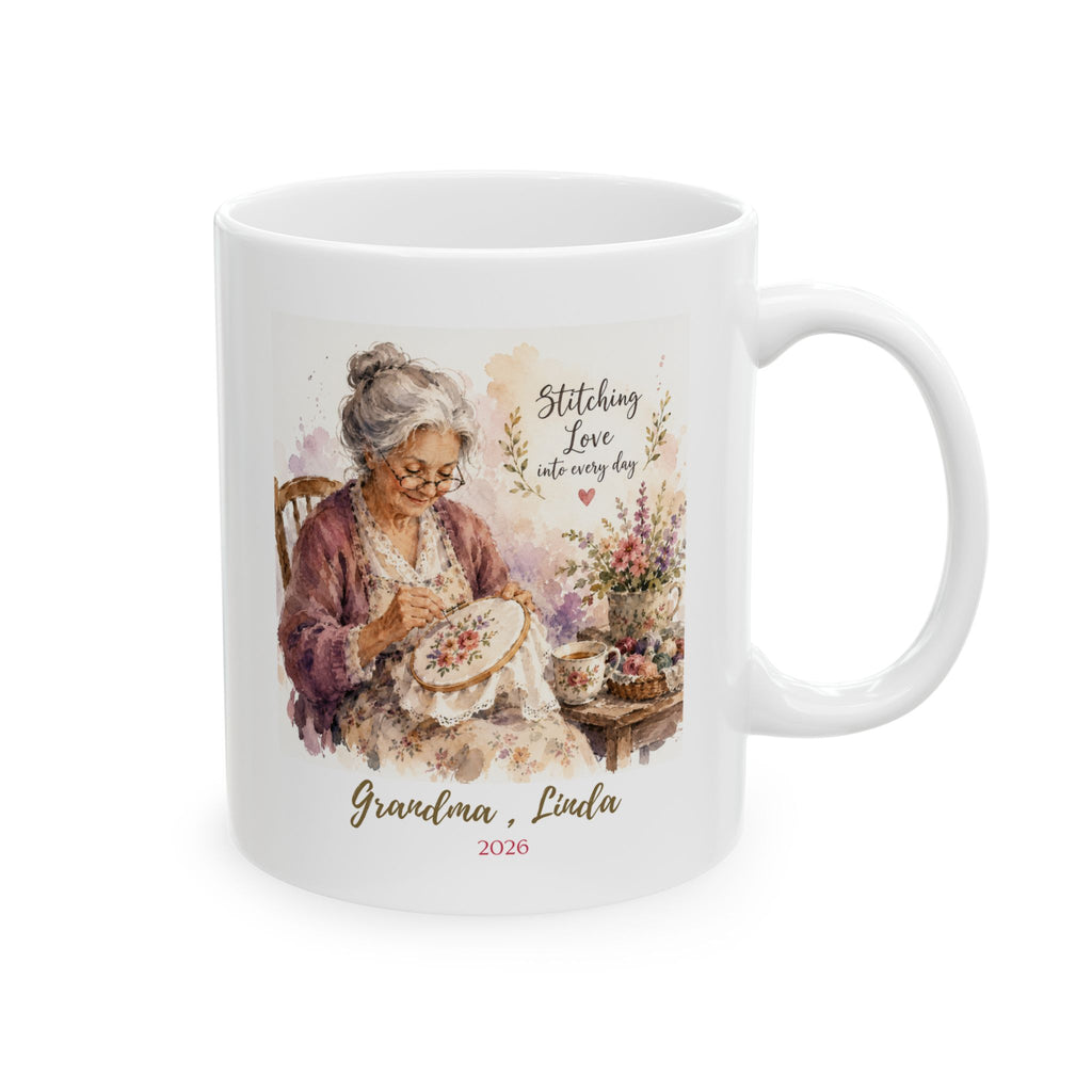 Personalized Grandma Embroidery Mug – Sewing Gift