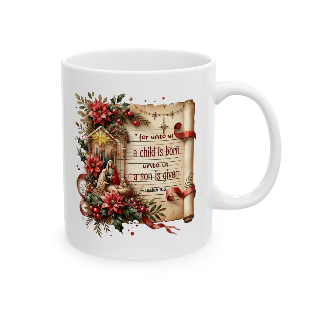 Christian Christmas Mug, Isaiah 9:6 Nativity Coffee Cup, Religious Christmas Gift,Christian Christmas Mug | Isaiah 9:6 Nativity Gift
