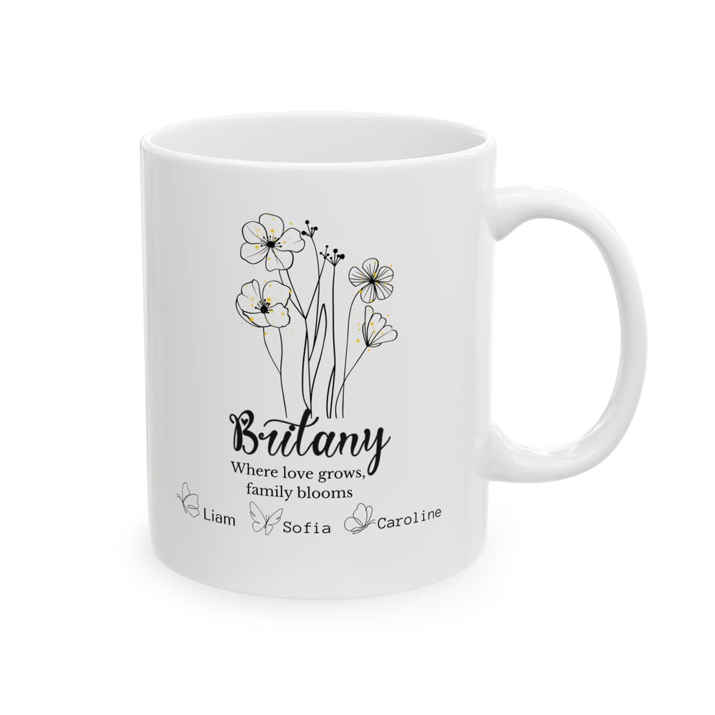 Personalized Mom Mug with Kids Names | Custom Birth Flower Mug for Mom | Mother’s Day Gift | Minimalist Floral Coffee Cup | Gift for Mom or Grandma