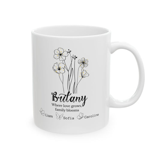 Personalized Mom Mug with Kids Names | Custom Birth Flower Mug for Mom | Mother’s Day Gift | Minimalist Floral Coffee Cup | Gift for Mom or Grandma