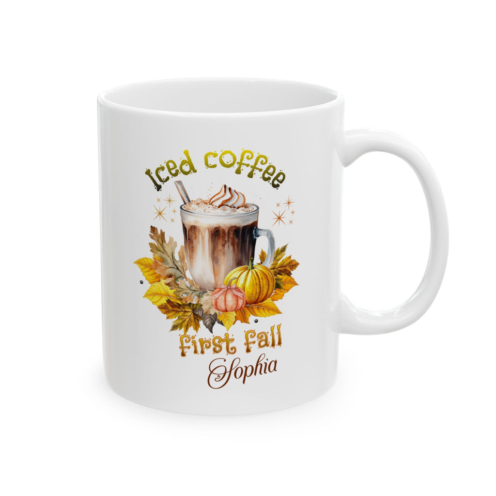 Personalized Fall Iced Coffee Mug, Custom Name Pumpkin Spice Spice Latte Coffee Cup, Cute Autumn Leaves Mug Gift for Her,Custom Name Fall Iced Coffee Mug | Personalized Autumn Gift