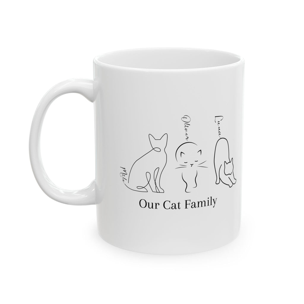 Personalized Cat Family Mug – Custom 3 Cat Names | Minimalist Line Art Cat Mug | Cat Lover Gift | Our Cat Family Mug