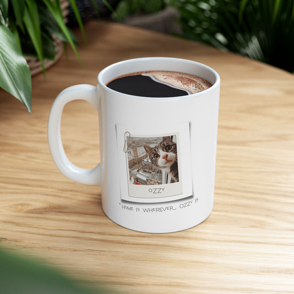 Personalized Pet Photo Mug – Home Is Wherever Your Cat Is | Custom Cat Lover Gift