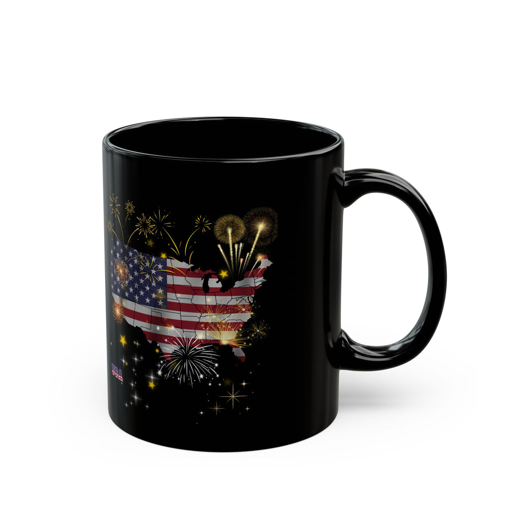 USA Flag Fireworks Mug – Patriotic Coffee Mug, 4th of July Gift, American Flag Cup, Independence Day Mug