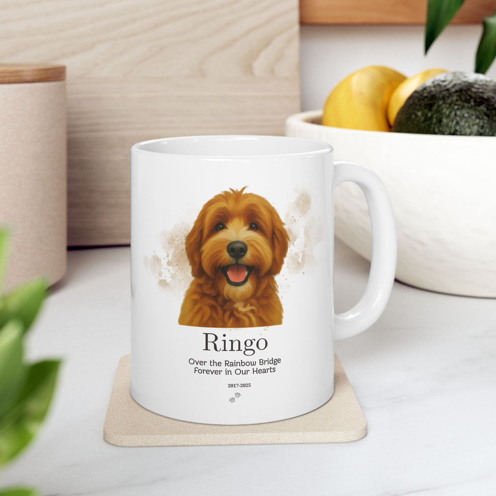 Custom Pet Memorial Mug, Personalized Dog Loss Gift, Rainbow Bridge Mug, Custom Pet Portrait Mug, Forever in Our Hearts, Dog Remembrance Gift