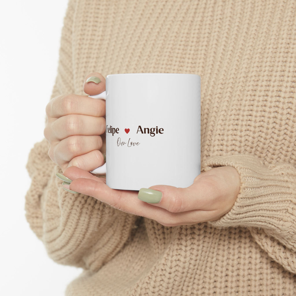 Personalized Couple Mug – Our Love Custom Names Coffee Cup, Valentine’s Day Anniversary Wedding Gift