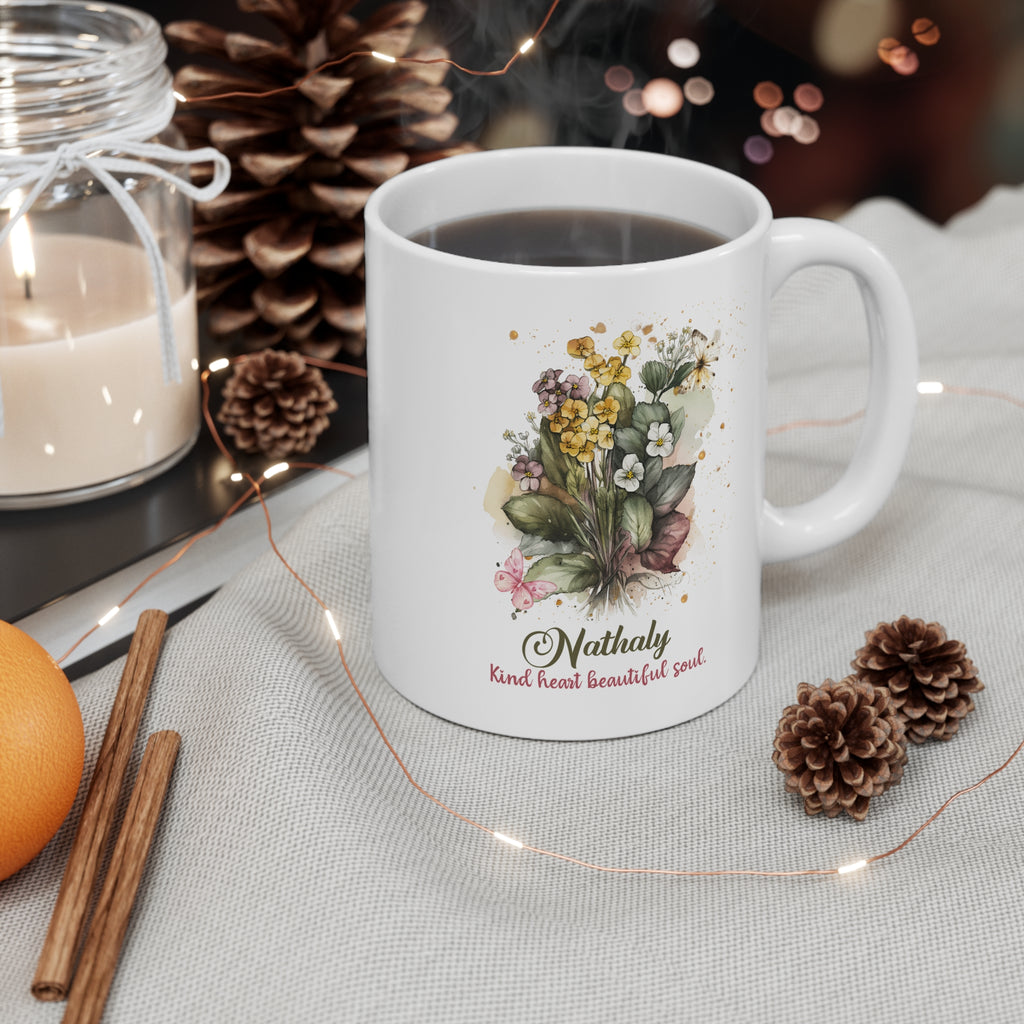 Personalized Floral Name Mug | Custom Watercolor Flower Coffee Mug | Unique Gift for Her | Birthday Mother's Day Gift