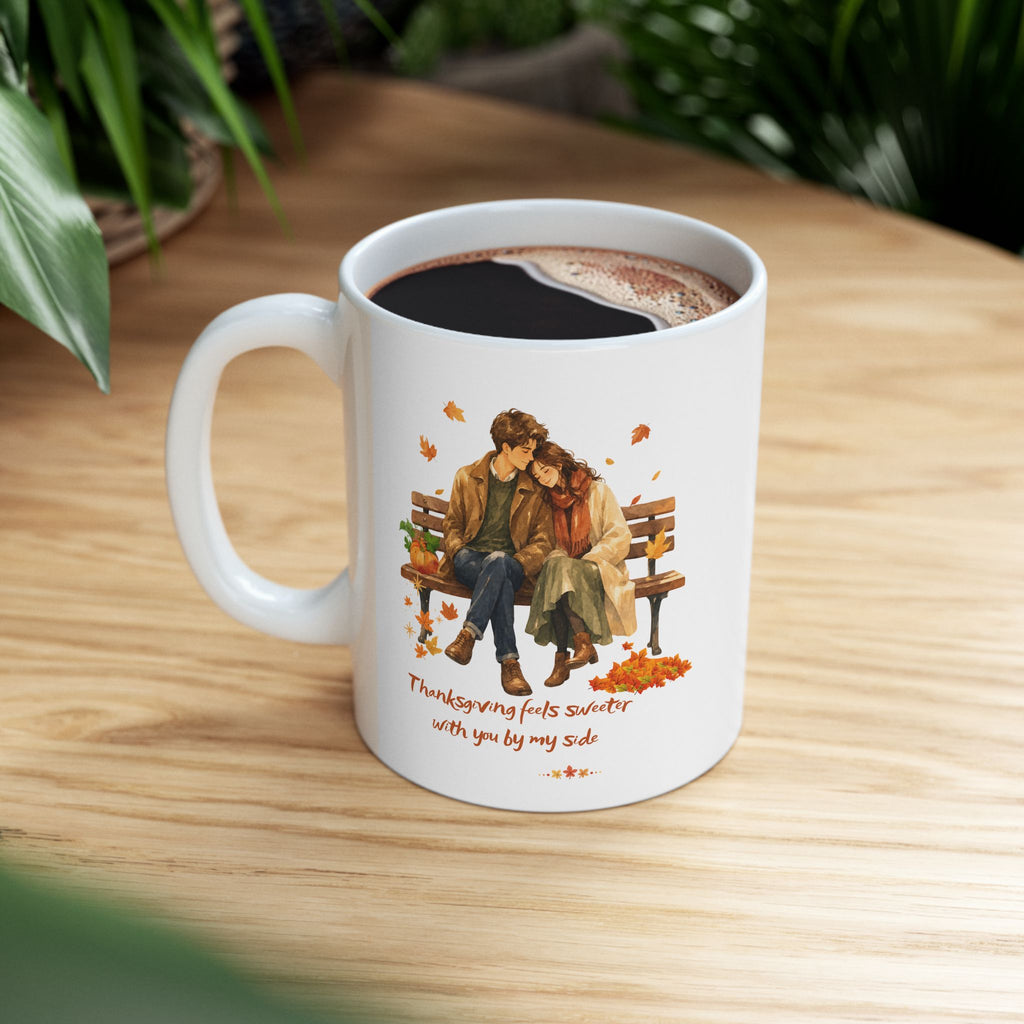 thanksgiving Couple Coffee Mug – Thanksgiving Feels Sweeter With You, Fall Love Mug,hanksgiving Couple Mug | Fall Love Coffee Mug