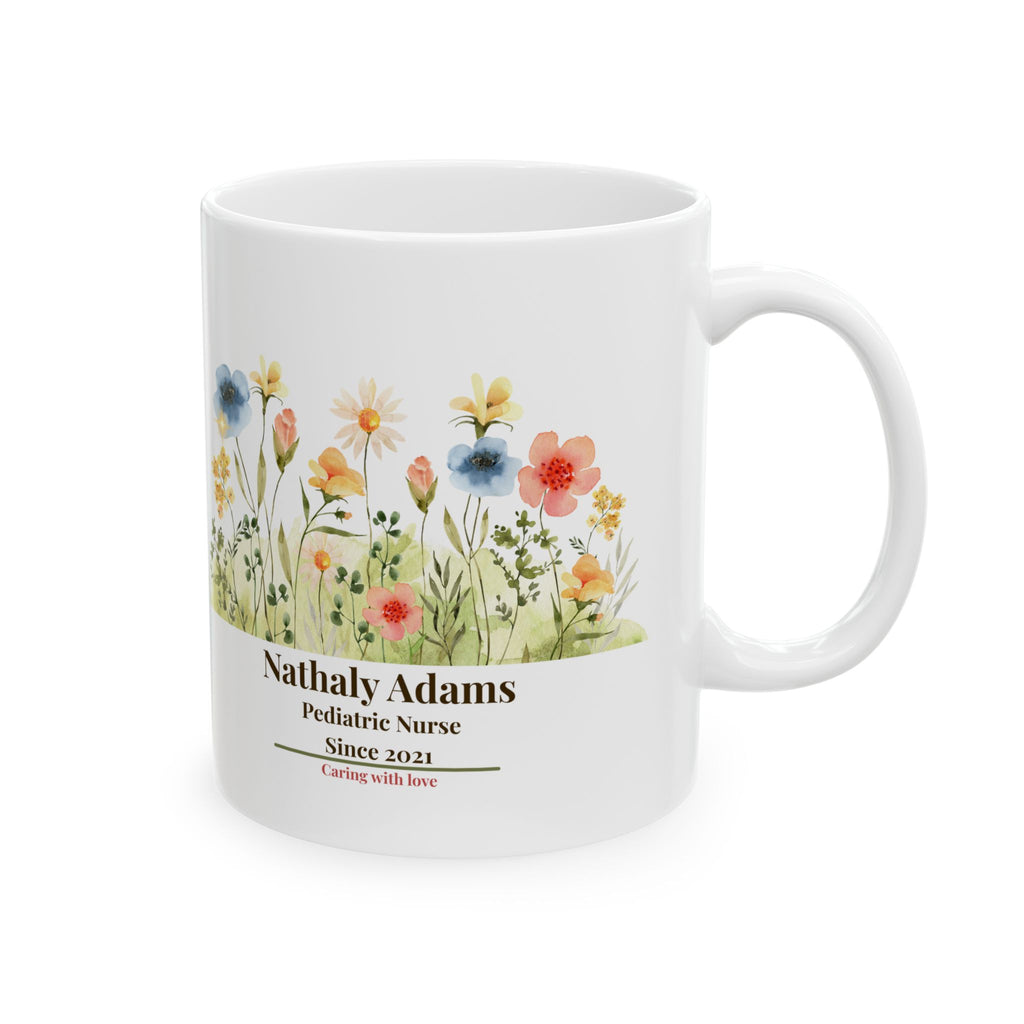Personalized Nurse Mug – Vintage Floral Design, Custom Name, Specialty & Year, Nurse Appreciation Gift
