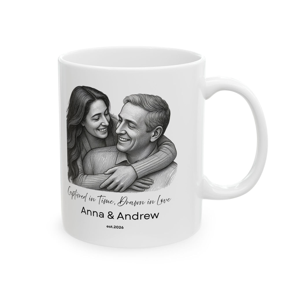 Custom Pencil Sketch Photo Mug, Personalized Portrait Mug from Photo, Couple Gift, Anniversary Gift, Minimalist Line Art Mug, Family & Memorial Keepsake