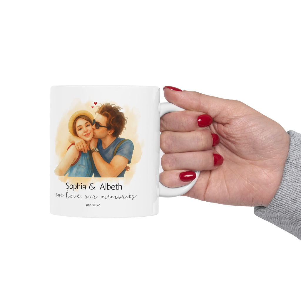 Custom Watercolor Photo Mug for Couples, Personalized Couple Gift, Anniversary Gift, Romantic Gift, Custom Photo Mug, Wedding Gift, Family Keepsake Mug