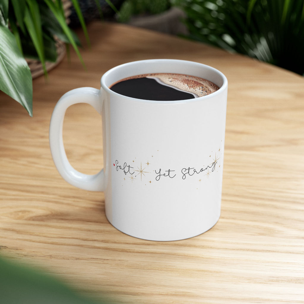 Soft Yet Strong Minimalist Mug – Inspirational Gift for Her, Elegant White Coffee Cup