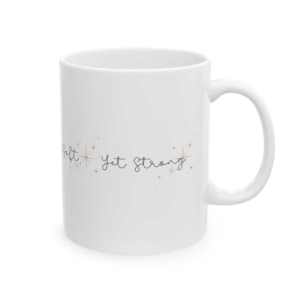 Soft Yet Strong Minimalist Mug – Inspirational Gift for Her, Elegant White Coffee Cup