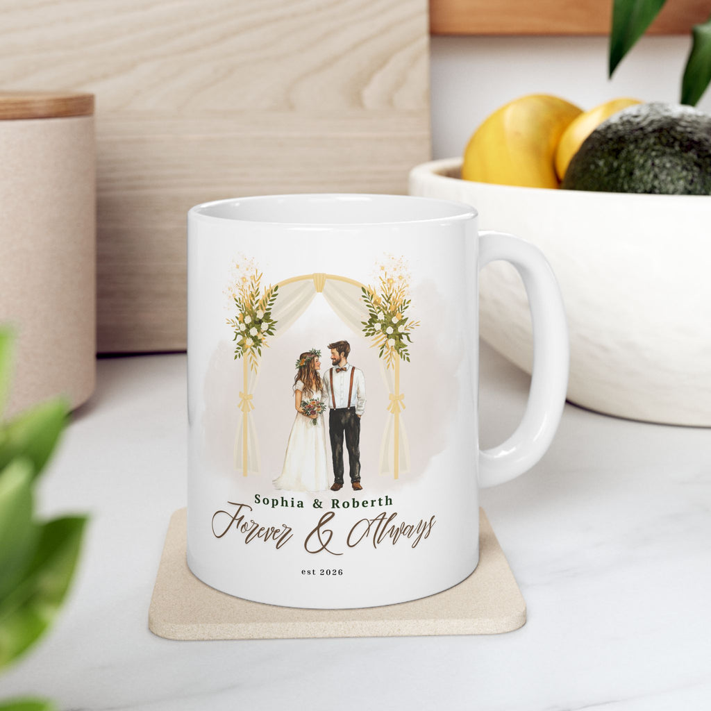 Personalized Floral Journey Mug – Custom Couple Names & Year, Wedding, Anniversary & Birthday Gift (11oz & 15oz)
