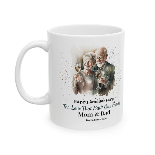 Personalized Anniversary Mug for Parents – Custom Mom & Dad Wedding Gift