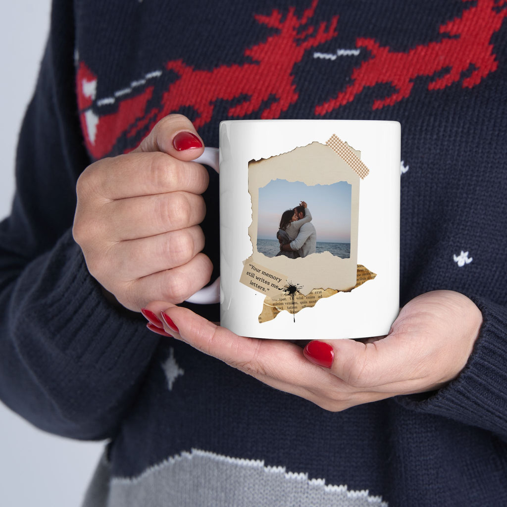 Personalized Vintage Photo Mug – Your Ghosts Still Write Me Letters, Custom Photo & Quote Romantic Keepsake Gift