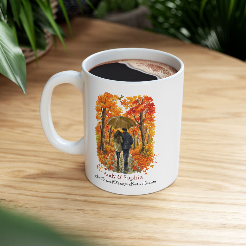Personalized Couple Mug – Custom Names, Fall Love Coffee Mug