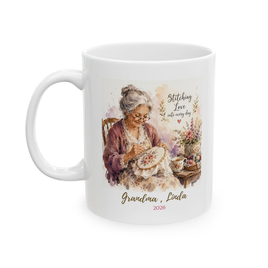 Personalized Grandma Embroidery Mug – Sewing Gift