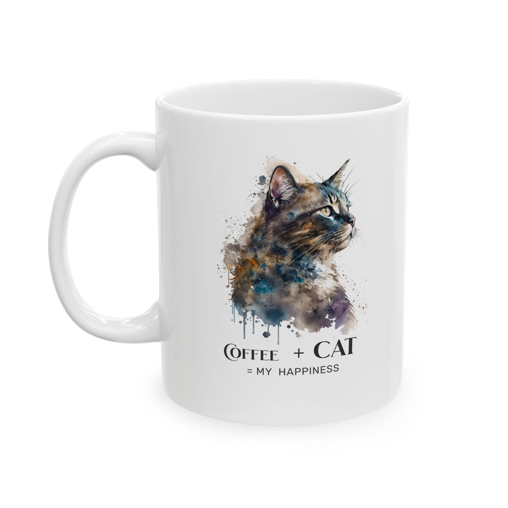 Coffee + Cat Mug – Cat Lover Gift, Watercolor Cat Coffee Mug, Funny Cat Mug, Cat Mom Gift, Aesthetic Cat Coffee Cup 11oz 15oz
