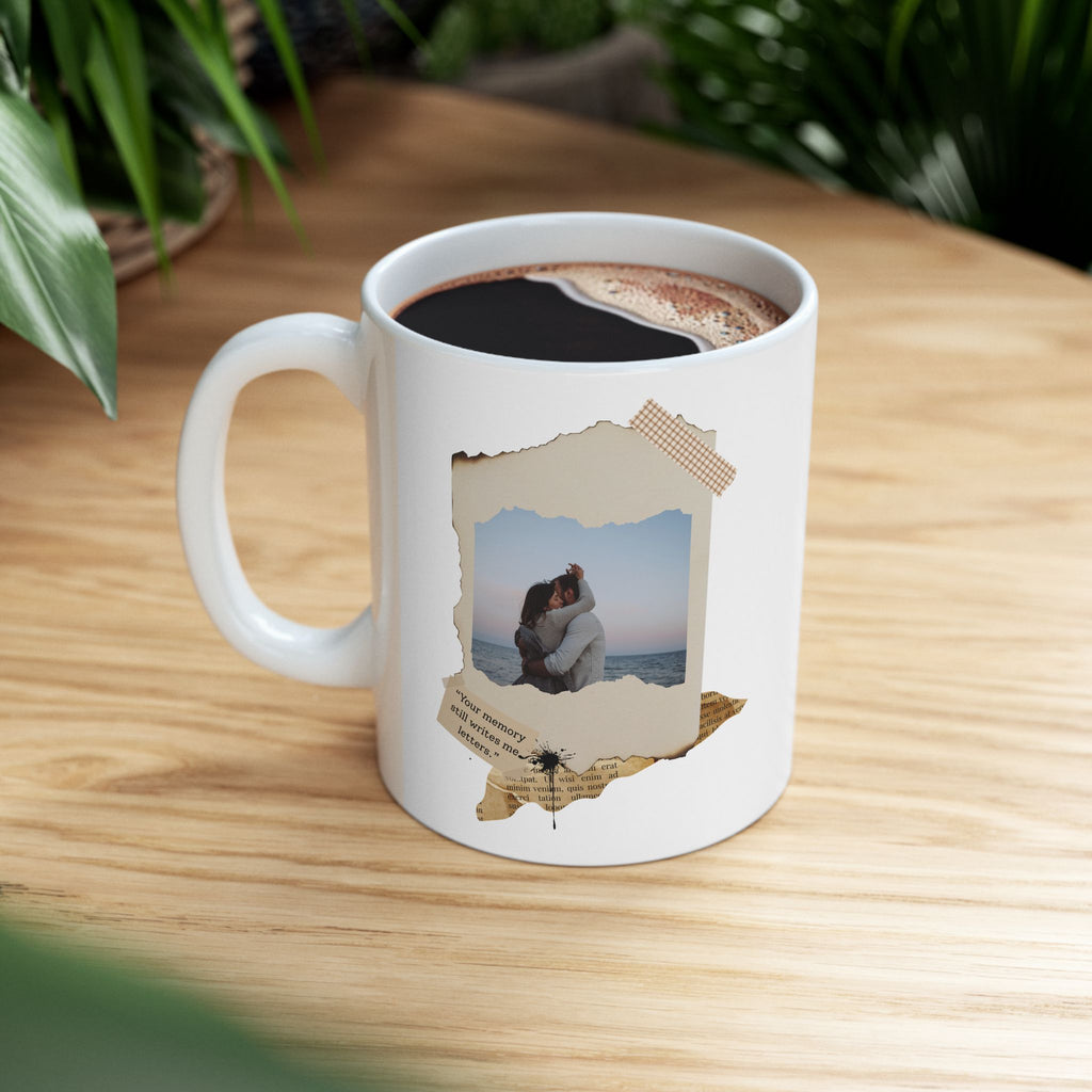 Personalized Vintage Photo Mug – Your Ghosts Still Write Me Letters, Custom Photo & Quote Romantic Keepsake Gift