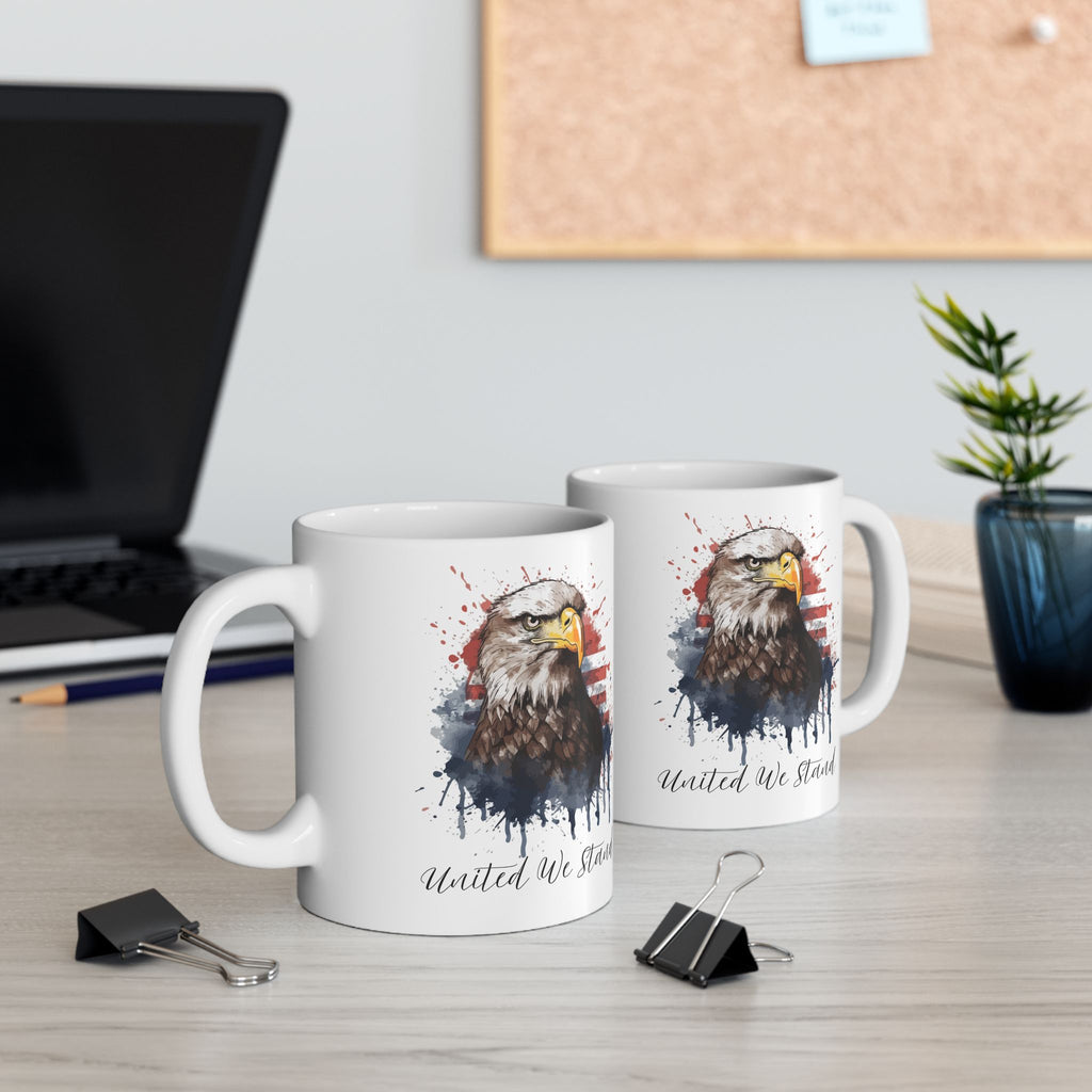 United We Stand Patriotic Eagle Mug – American Pride Coffee Cup, Freedom & Unity Gift