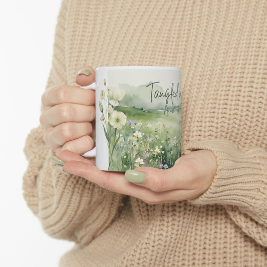 Personalized Tangled in Love Mug – Floral Field Couple Gift with Names