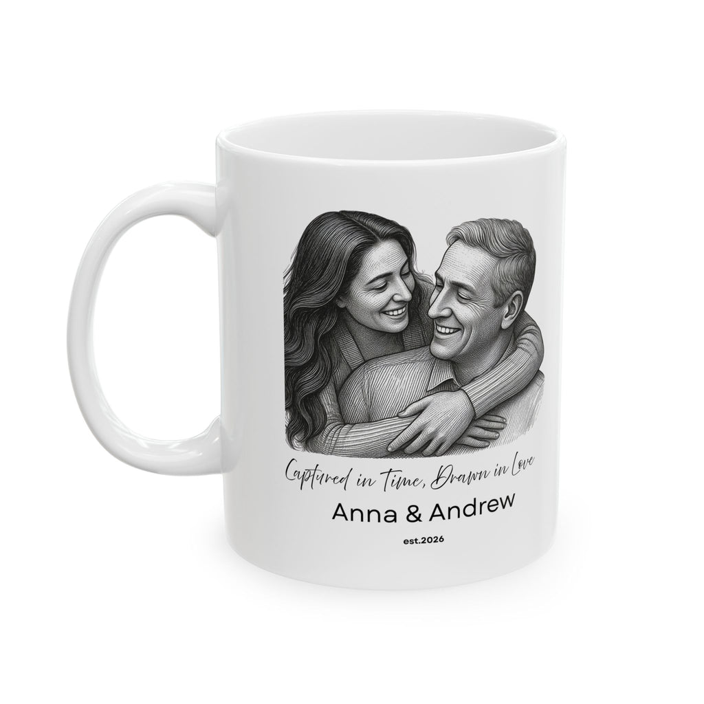 Custom Pencil Sketch Photo Mug, Personalized Portrait Mug from Photo, Couple Gift, Anniversary Gift, Minimalist Line Art Mug, Family & Memorial Keepsake