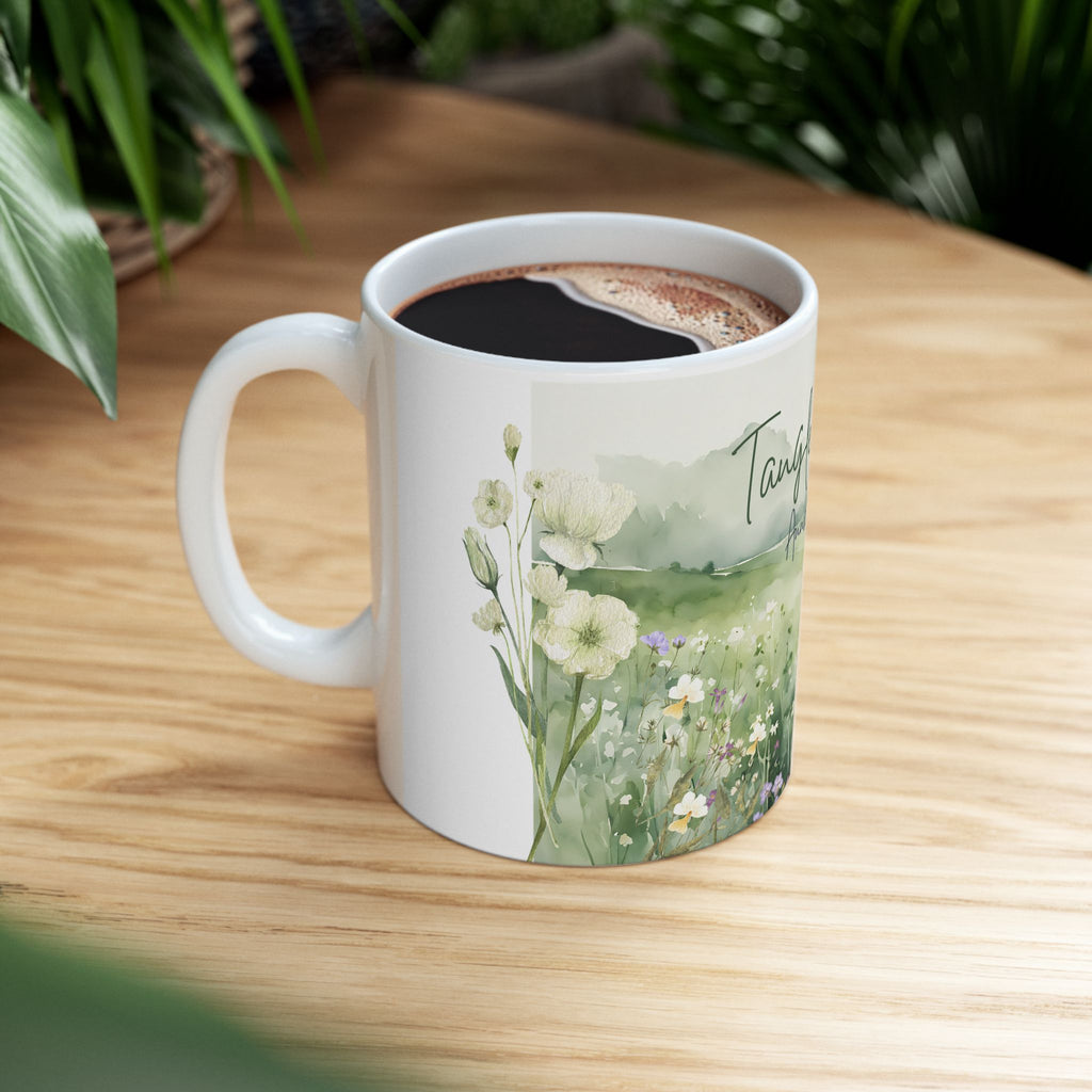 Personalized Tangled in Love Mug – Floral Field Couple Gift with Names