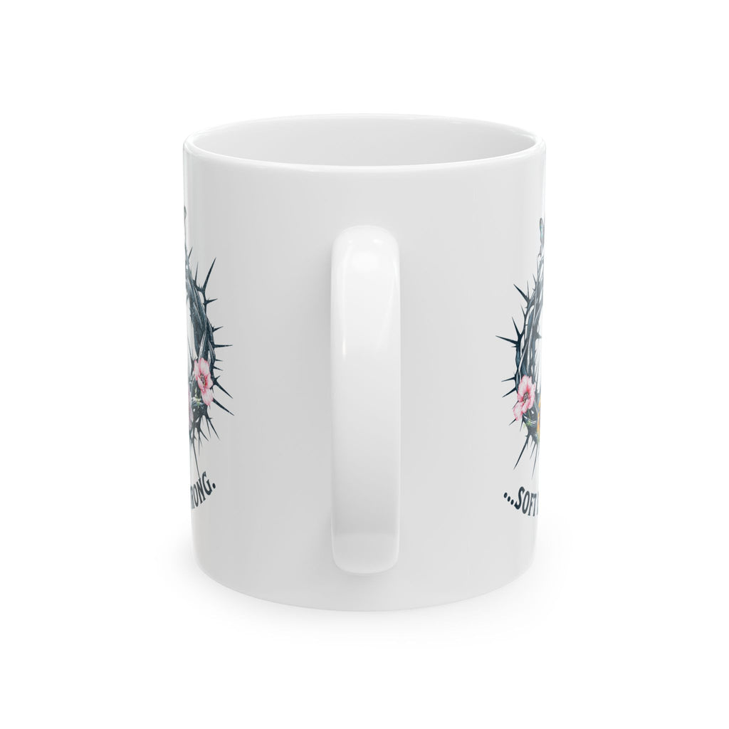 Soft But Strong Mug – Faith Inspired Christian Coffee Cup with Crown of Thorns