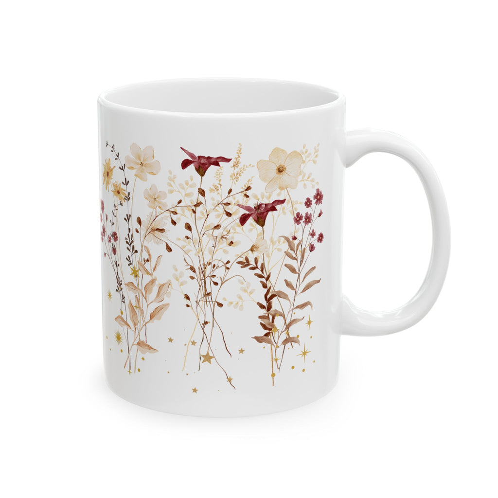 Vintage Floral Mug – Aesthetic Coffee Mug, Elegant Botanical Design, Gift for Her, Cozy Home Decor