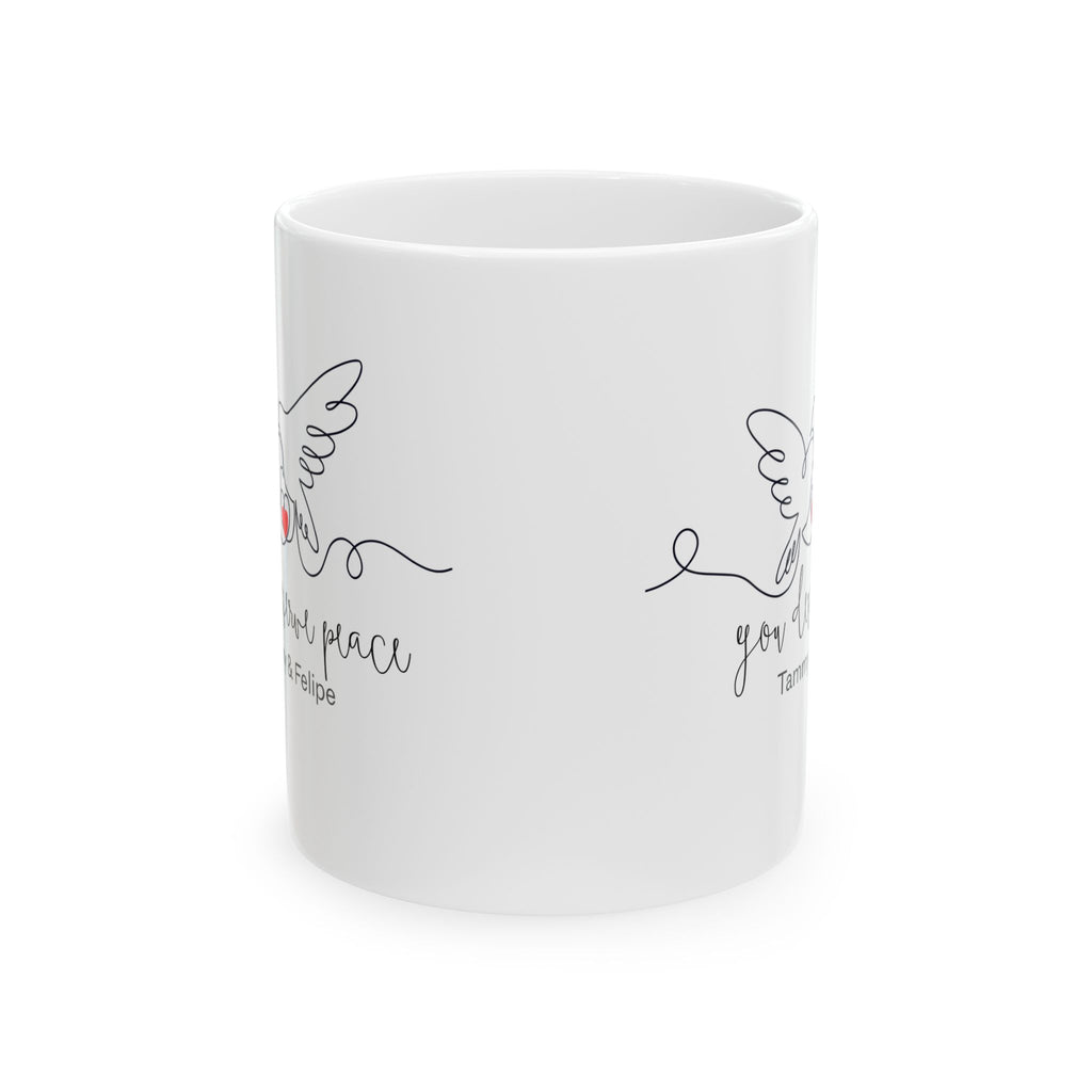 Personalized Dove Couple Mug – You Deserve Peace Line Art Love Mug with Names